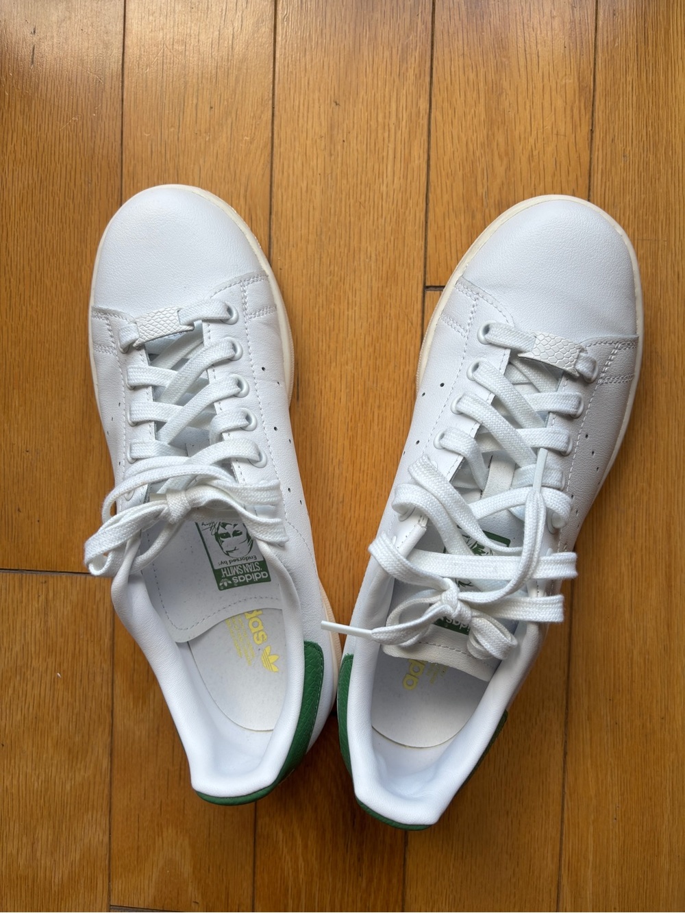 Adidas Stan Smith White Leather Sneakers with Green Heel Tabs